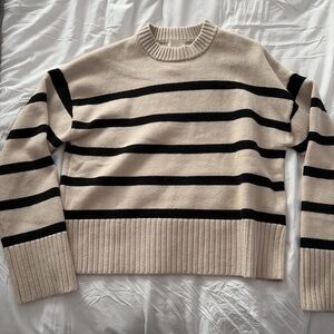 Striped Crewneck Sweater - Black and Cream